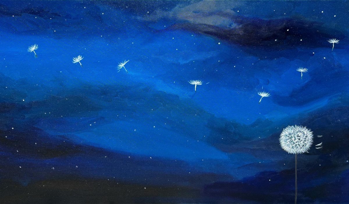Olivia Wu, Dandelion, 2025 
Oil on canvas 
90 W x 40 H (cm) | 35.43 W x 15.75 H (in)