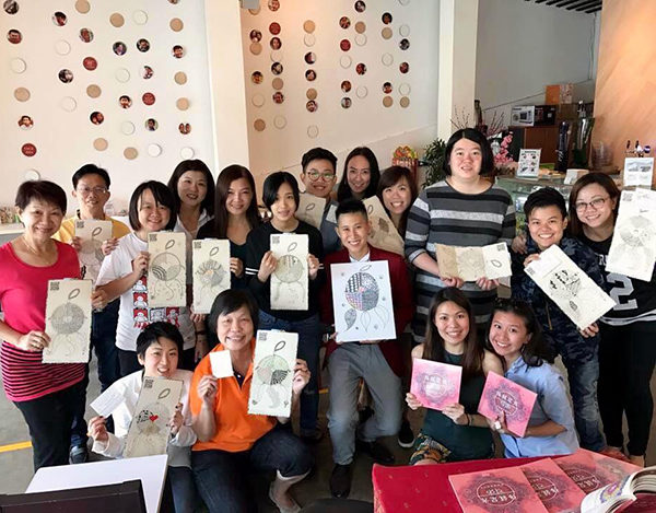 Meditative art hosted at a social enterprise owned cafe in Singapore by Olivia Wu